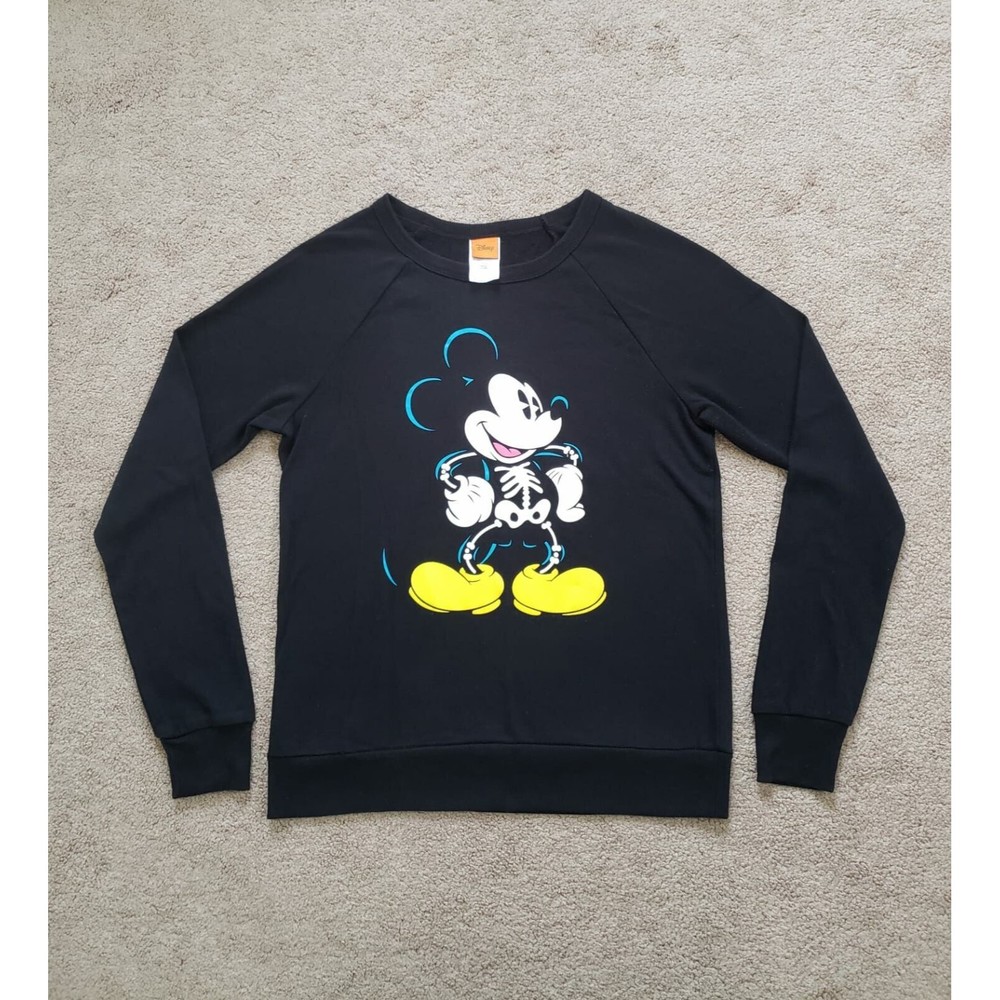 Disney Youth Size L Halloween Mickey Skeleton Glow In The Dark Sweatshirt